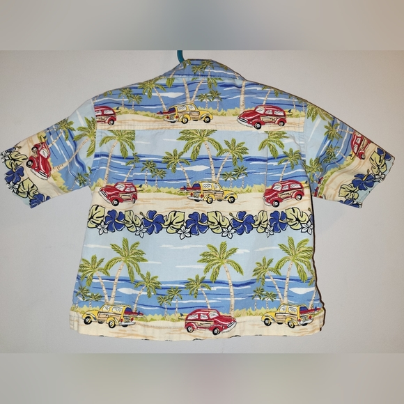 🌴 Vintage Gymboree Tropical Hawaiian Surf Print Button Down Shirt Baby Boy 6-12 - Picture 5 of 6